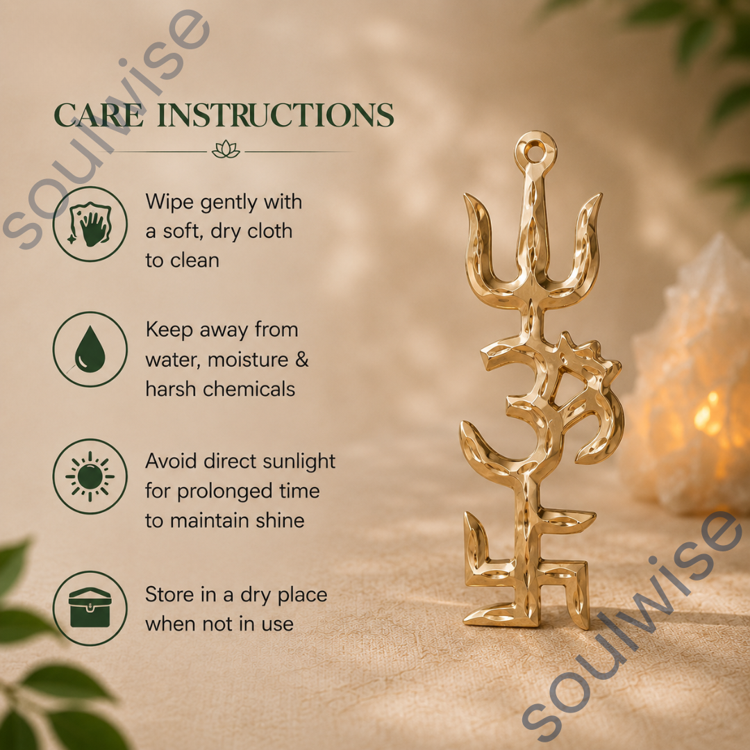 Om Trishul Swastik Wall Hanging | Sacred Hindu Vastu Decor for Home & Pooja Room(Set of 2).