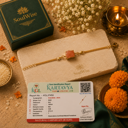 Rough Carnelian Rakhi Cum Bracelet – Natural Crystal Rakhi Bracelet for Courage, Confidence, Motivation & Positive Energy