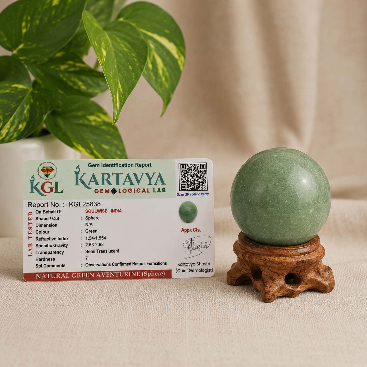 Soulwise Green Aventurine Healing Crystal Sphere Decor, Attract Good Luck, Opportunities, and Financial Success .