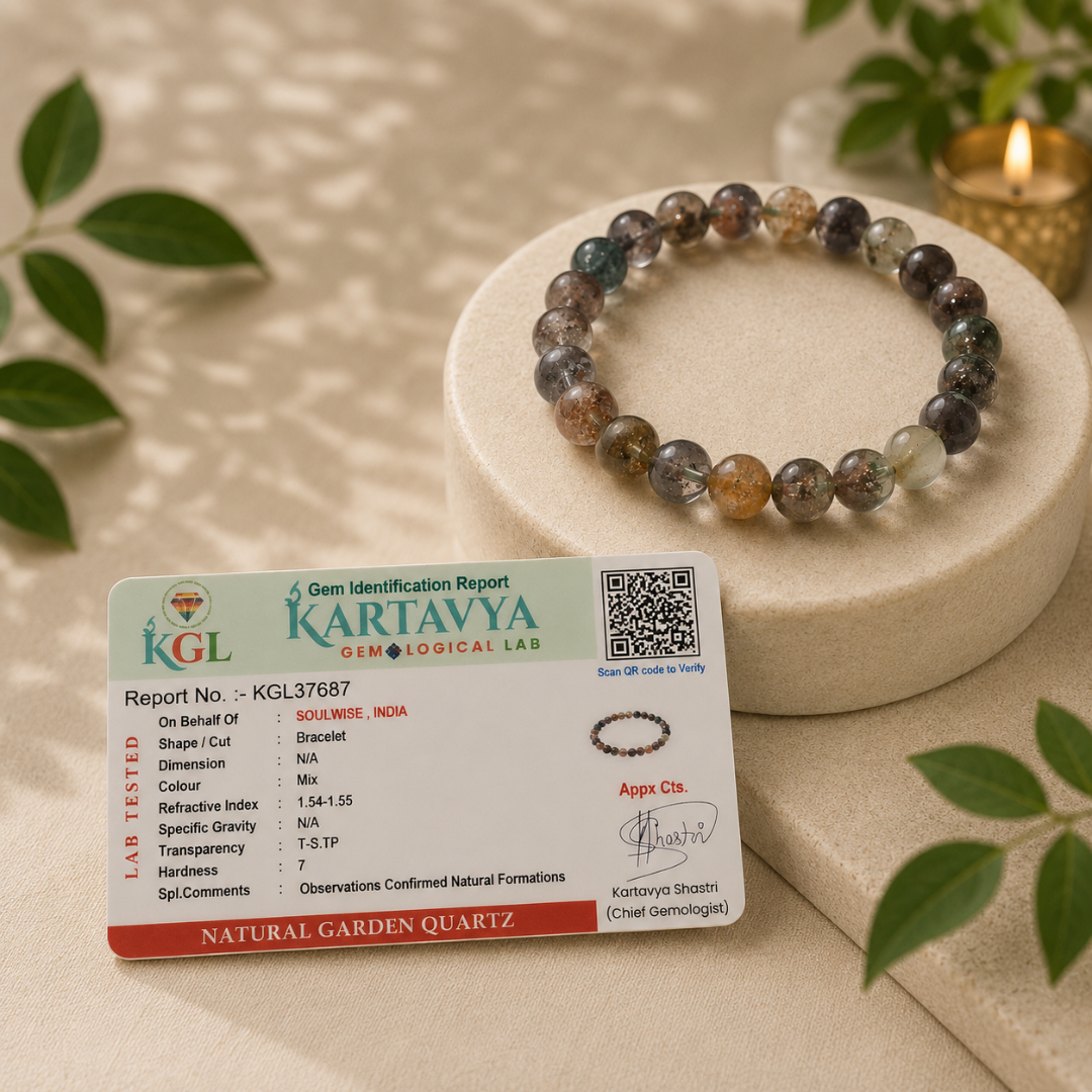Garden Quartz (Lodolite) Bracelet 8mm – Natural Healing Crystal Bracelet for Manifestation, Spiritual Growth, Clarity & Positive Energy