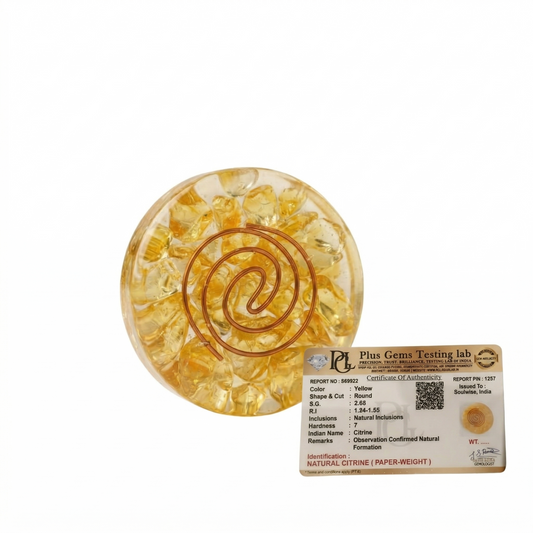 Natural Citrine Crystal Paperweight – Raw Polished Gemstone for Positivity, Desk Decor