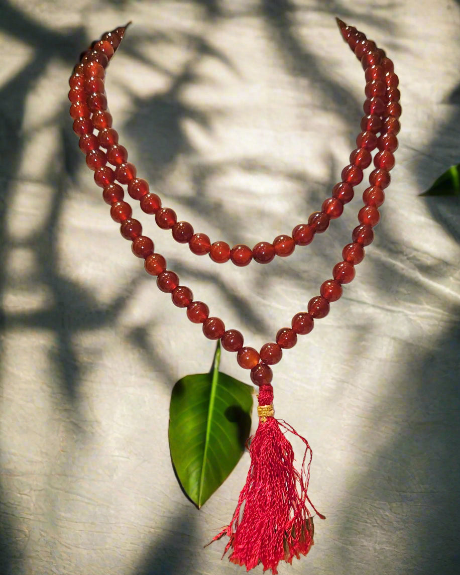 Soulwise Carnelian 108 Beads Meditation Mala – Handcrafted Prayer & Yoga Necklace for Focus & Positivity,Spiritual Beads for Meditation, Chanting & Yoga Practice.