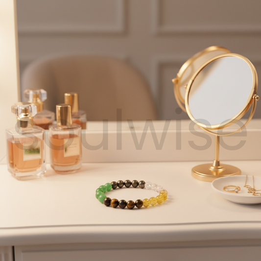 Money Magnet Bracelet, (Tiger eye,Citrine,Pyrite, Clear Quartz and Green Aventurine ).