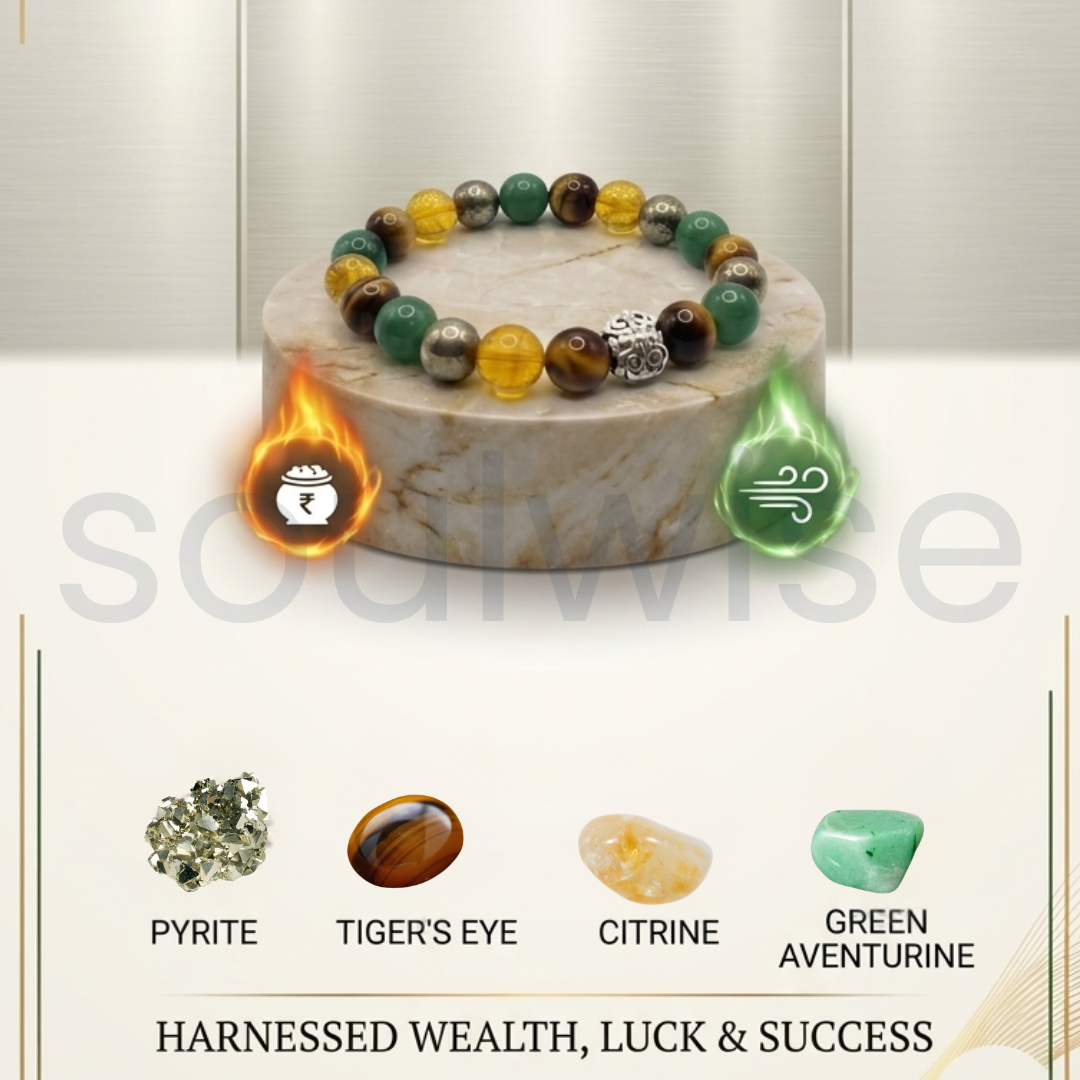 Money Magnet Bracelet with Five Blessings & Longevity Charm | Dhan Yog Wealth Bracelet 10mm | Feng Shui Lucky Bracelet for Wealth, Success, Protection & Prosperity (Unisex)