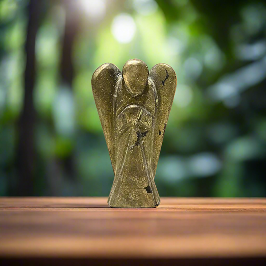 Natural Pyrite Angel – 2 Inch Hand-Carved Crystal Figurine – Healing Stone